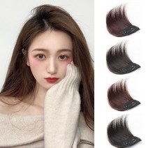 마녀플랜트 여성 똑딱핀 부분 가발 정수리뽕 옆머리 볼륨 가발 길이 10cm, 블랙, 1개
