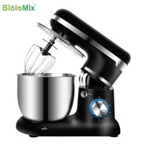 가정용 제과제빵 반죽기 BioloMix 6L5L 스탠드 믹서 스테인레스 스틸 보울 6 단 주방 음식 블렌더 크림 달걀 케이크 반죽 빵 제조기, 5L BLACK+EU