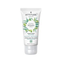 ATTITUDE 수딩 천연 핸드 크림 건조하고 갈라진 피부용 EWG 인증 오렌지 잎 237ml (1팩), Olive Leaves_2.50 Fl Oz (Pack