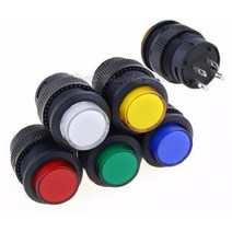 엘리베이터 버튼 승강기 자동 잠금 16mm 래칭5 색 led 조명이있는 순간 푸시 스위치 4pin r16 503ad r16 503bd, 초록, 래칭, 2개
