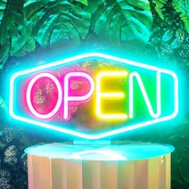 영업중 간판 LED OPEN 전광판 네온 사인 오픈 부동산 카페 개업 조명 SKY BLUE OPEN