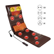 전기 마사지 매트 헬스 케어 릴렉스 전신 쿠션 목 뒤 허리 다리 통증 완화 진동 의자 매트 난방 마사지, 우리 플러그, 갈색 피부 푸