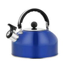 물끓이는주전자 법랑 인덕션 휘파람 주전자 2.5L 내구성 스테인레스 스틸 캠핑 병 경량 냄비 홈 오피스 레, 02 Dark Blue