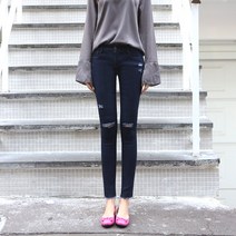 플레이팝 여성용 핵스판 무릎구제 스키니진