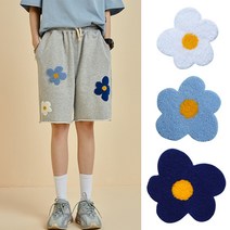 따바오 뽀글이 플라워 자수와펜 와펜 패치 꽃 열접착스티커