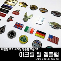 프리스타일 메탈펄 로고 아크릴 엠블렘 모음 1P(로고/원단타입선택) 지프 내셔날 뉘르 할리 첨스 국기 로고아크릴엠블럼, 1개, 020, 4-펄메탈릭헤어라인