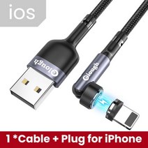 Elough540 도 회전 마그네틱 케이블 3A 고속 충전 자석 충전기 마이크로 USB c형 케이블 폰 샤오미용 휴대폰 와이어 코드, 1m