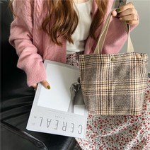 13종 리에 체크 모직 미니 핸드백 여자 여성 손목가방 토드백 캔버스백 에코백 데일리