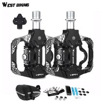WEST BIKING MTB 자전거 페달 평페달 SPD 클릿페달 세트 2p (자전거 공구 가방*1세트 증정), 블랙