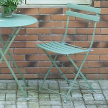 접이식 테이블 의자 2인 세트 테라스테이블 카페 야외 원탁, 녹색 (단일 의자)