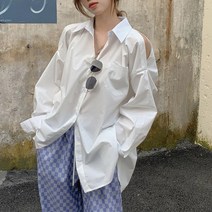 넷투넷코리아 여성 빅사이즈 셔츠 어깨 포인트 긴팔 무지 데일리룩