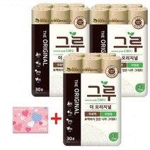 삼정 3겹 데코 그루 오리지날 화장지(무표백펄프) 30m*30롤*3pack+여행용 티슈 40매
