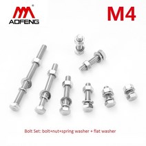 m8 볼트 너트 m6 304 스테인레스 스틸 m4 육각 세트 m4x8 10 12 14 16 18 20 25 30 35 40 45 50 와 와셔가 포함된 60mm 긴 육각 세트, m4x60mm (50sets)