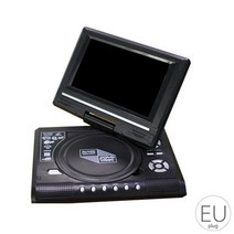 CD DVD 플레이어 디브이디플레이어 인치 디스크 학위 회전 화면 원격 제어 휴대용, 블랙플러그