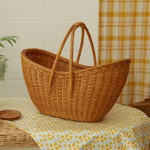 라탄몰 라탄 오픈형 다크문 달모양 피크닉 바구니 소풍 나들이 가방