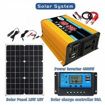 순수정현파인버터 차량용 태양광 인버터 시거잭 4000W 순수 사인파 인버터 12V-110V 220V DC-AC 전압 변환, 02 220Vwith SolarPanel