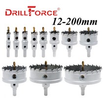 드릴날 비트 드릴 코어 코아 Drillforce 12 200mm TCT 구멍 톱 합금 초경 코발트 스틸 커터 스테인레스 플레이트 철 금속 절단 키트, 50mm