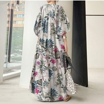 보헤미안 원피스 린넨 오버핏 퍼프 소매 히피룩 휴가 미시룩 중년 바캉스 빅사이즈 자연주의