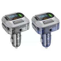 차량용 투명 블루투스 FM 송신기 무선 라디오 USB 48W PD QC3.0 어댑터 B8Y9, 02 Blue