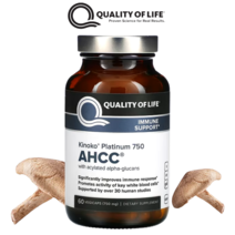 키노코 AHCC 표고버섯균사체 750mg 알파글루칸 60정 퀄리티오브라이프, 1개, 기본
