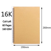그리기 노트북을 위한 160GSM 스케치북 A4 색칠 공부 미적 수채화 종이 메모장 마커 학생 학교 용품, 02 16K-Left