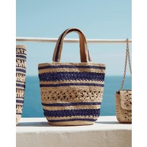 21SS [Capri Capsule] 네이비 짜임배색 라피아 토트백 VIBA1E351N2