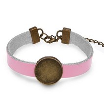 DIY 가죽 팔찌 반제품 빈 베이스 라운드 18mm 카보숑 보석 세팅 제작 결과, 03