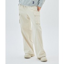 MLB 여성 베이직 미디움로고 코튼 와이드 카고 팬츠 (L.Beige)