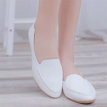 [리더스] 여자 베이직 플랫슈즈 단화 스틸레토 로퍼 슬립온 화이트 (5494269)