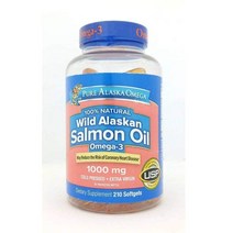 퓨어 알래스카 오메가 연어유 Salmon Oil 1000mg 210, 1개, 기본
