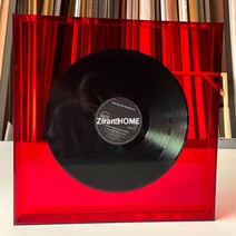 아크릴 LP 레코드 벽장식 음악 작업실 거실 입체 레코드 공예 인테리어 장식, 40x40, 투명 레드
