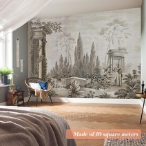 벽지 회색과 흰색 예술 그림 소나무 열대 정글 나무 잎 연락처 집 혁신 벽 장식 벽화 거실 연구, [01] 1 square meter, [01] QB060