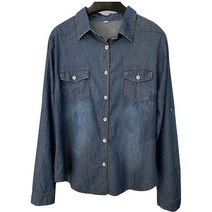 베이직 롤업 사계절 데님 셔츠