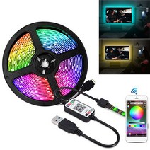 인테리어조명센서등블루투스 USB 5V RGB LED 스트립 조명 5050 컨트롤러 1M 2M 3M 4M 5M 유연한 다이오드, 한개옵션1, 03 3m full set
