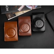 리코 GR3X GR3 GR2 전용 카메라 가죽 케이스 파우치, [GR LOGO] 다크브라운, 1개