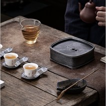 고급 주석 차 호승 차반 차호 받침 차판 다판 다기 다도 빈티지 차용품, 조경