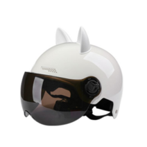 kfic 헬멧 캣츠귀 패션 큐티남녀공용 롱 숏 고글 전기차 오토바이 보호모자, 흰색