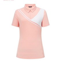 [21SS 헤지스 골프 여성]코랄 컬러배색 반집업티셔츠-WWTS1B382C1