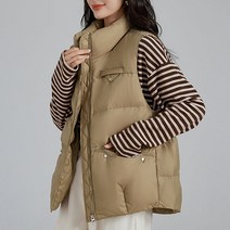 순이들 여성 하이넥 포켓 패치 빅사이즈 조끼 패딩