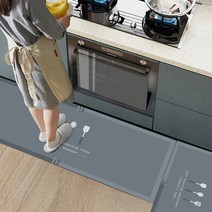 Linzhengpu 입주문 매트리스 입구 발판 매트리스 북유럽 닦다 세탁 면제 pu 입주문 가죽 카펫, 가죽 주방 도구(회색)