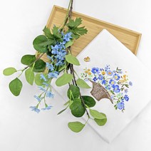 국내생산 만들기용 광목 원단- 순면 20수 바이오워싱 나염 원단 [꽃바구니], 꽃바구니 블루