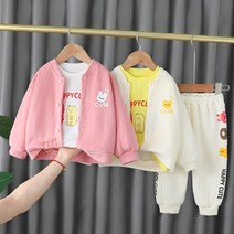 와우베베 아기 유아 남아 여아 큐티베어상하복3종세트 가을아동복 유아외출복 등원룩 북유럽풍아기옷