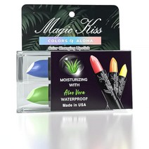 6개 팩 매직 키스 컬러 체인징 매트 립스틱 세트 모이스처라이저 온도 체인지 립밤, 2 Pack - Green & Blue