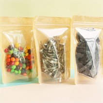 [이지포장]전면투명 후면크라프트 지퍼스탠드 15X22+4 50매 봉투, 단품