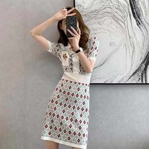 데일로엔 여성용 여름 반팔 부드러운 스타일 얇은 니트 원피스