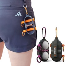 지구팡 골프공 케이스 파우치 골프볼 주머니 고리형 골프용품세트, 2구형, 오렌지, 1개