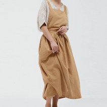 피키픽스 공방 원예 카페 린넨 앞치마 롱스커트, 옐로우브라운