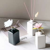 사각 한송이 꽃병 디퓨저병, 유광 블랙