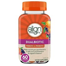 여성과 남성을 위한 Dual Biotic Prebiotic + Probiotic 정렬 영양 공급을 돕고 소화 지원을 위한 좋은 박테리아 추가 천연 과일 맛 60개의 젤리