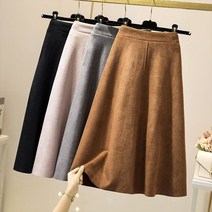 [Kingfishe]여성 가을 겨울 세무 스웨이드 A라인 스커트 TuEfei818SQ1